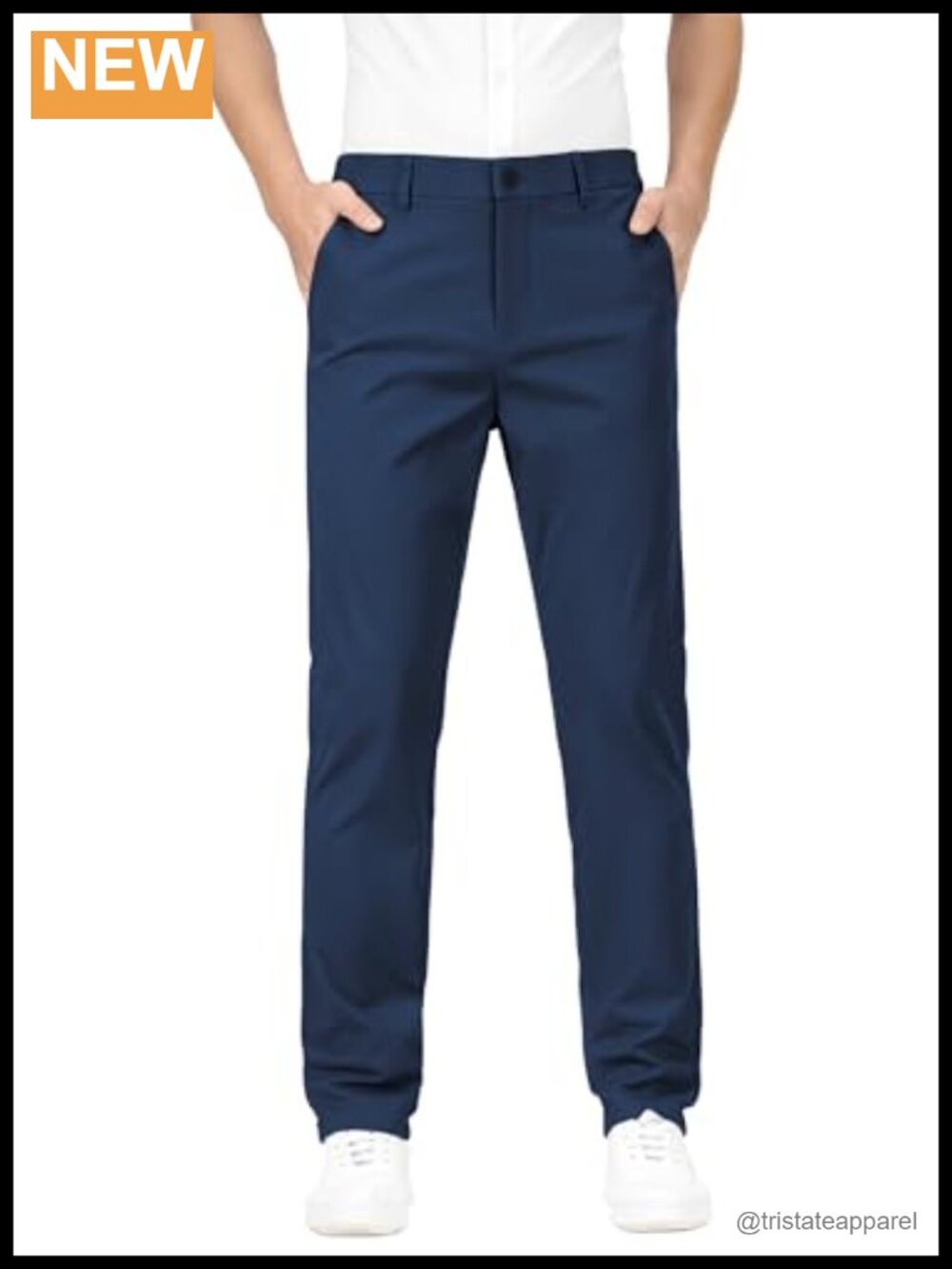 Stretch Slim Fit Chino Pants with Elastic Waist - 4 Pockets